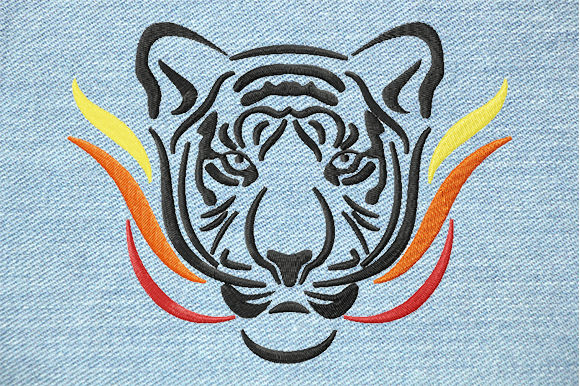Fiery Tiger Face Large: A Bold Statement for Custom Apparel