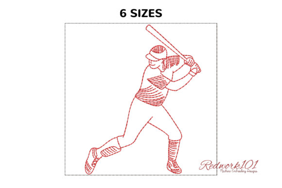 Review: Basball Player Swinging Redwork for Gifts