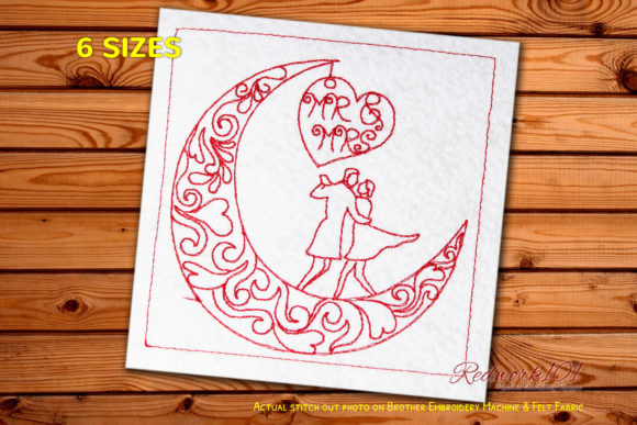 Review: Romantic Couple Under the Moon Redwork Design